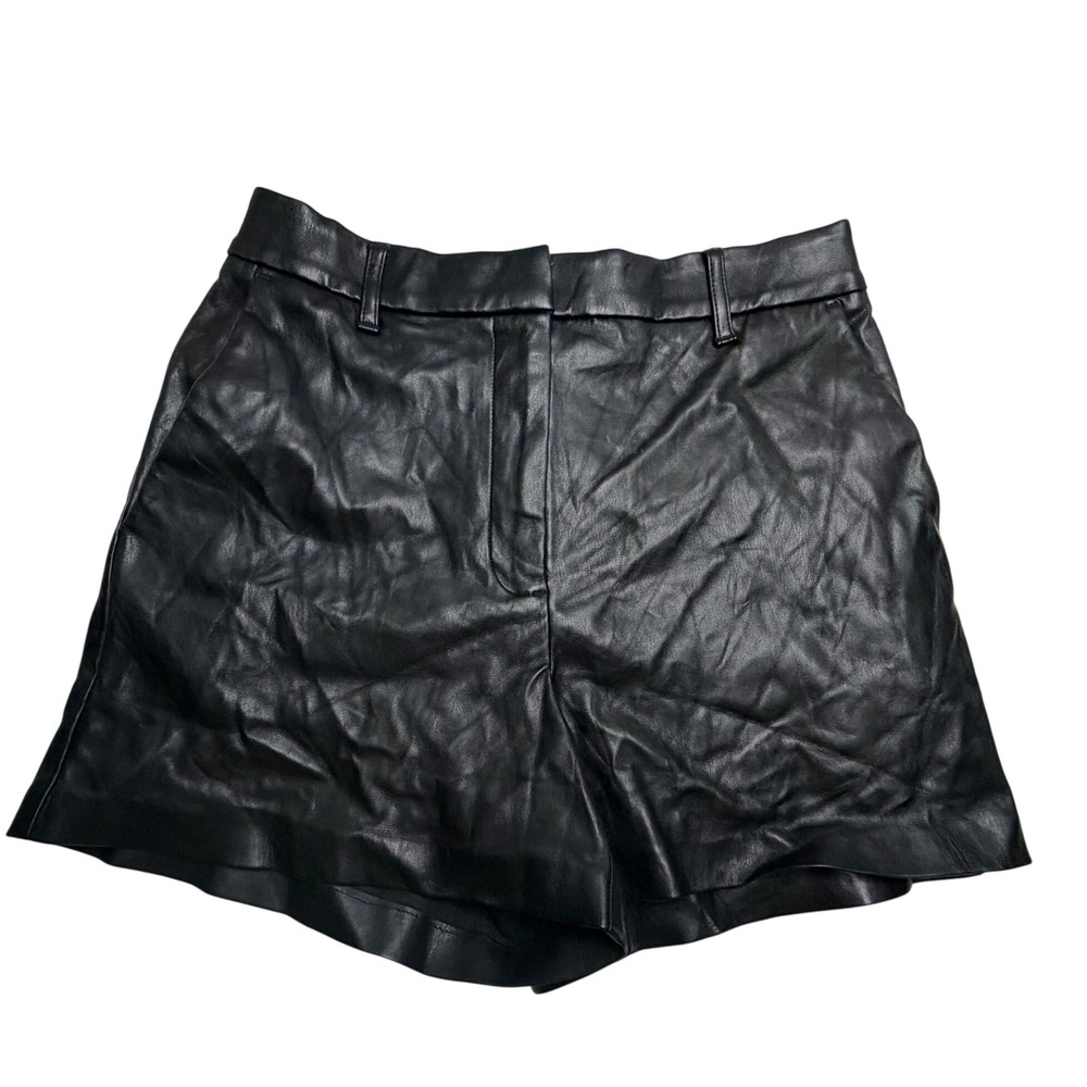 Express Editor Black High Rise Faux Leather Shorts Women Size 0 Vegan Leather